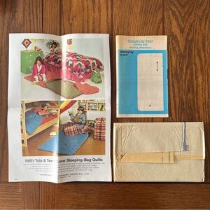 Simplicity Sewing Decorator Pattern 5951 Tots Teens Sleeping Bag Quilt Comforter
